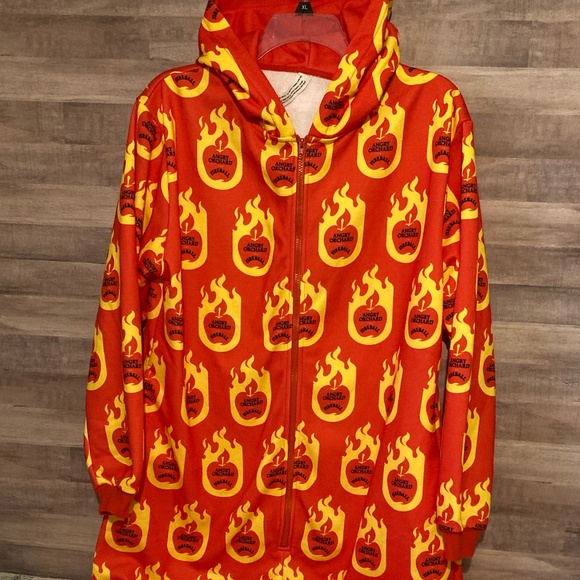 Angry Orchard x Fireball Size Mens Women's M/L One Piece Union Suit Onesie Hood - Picture 4 of 10